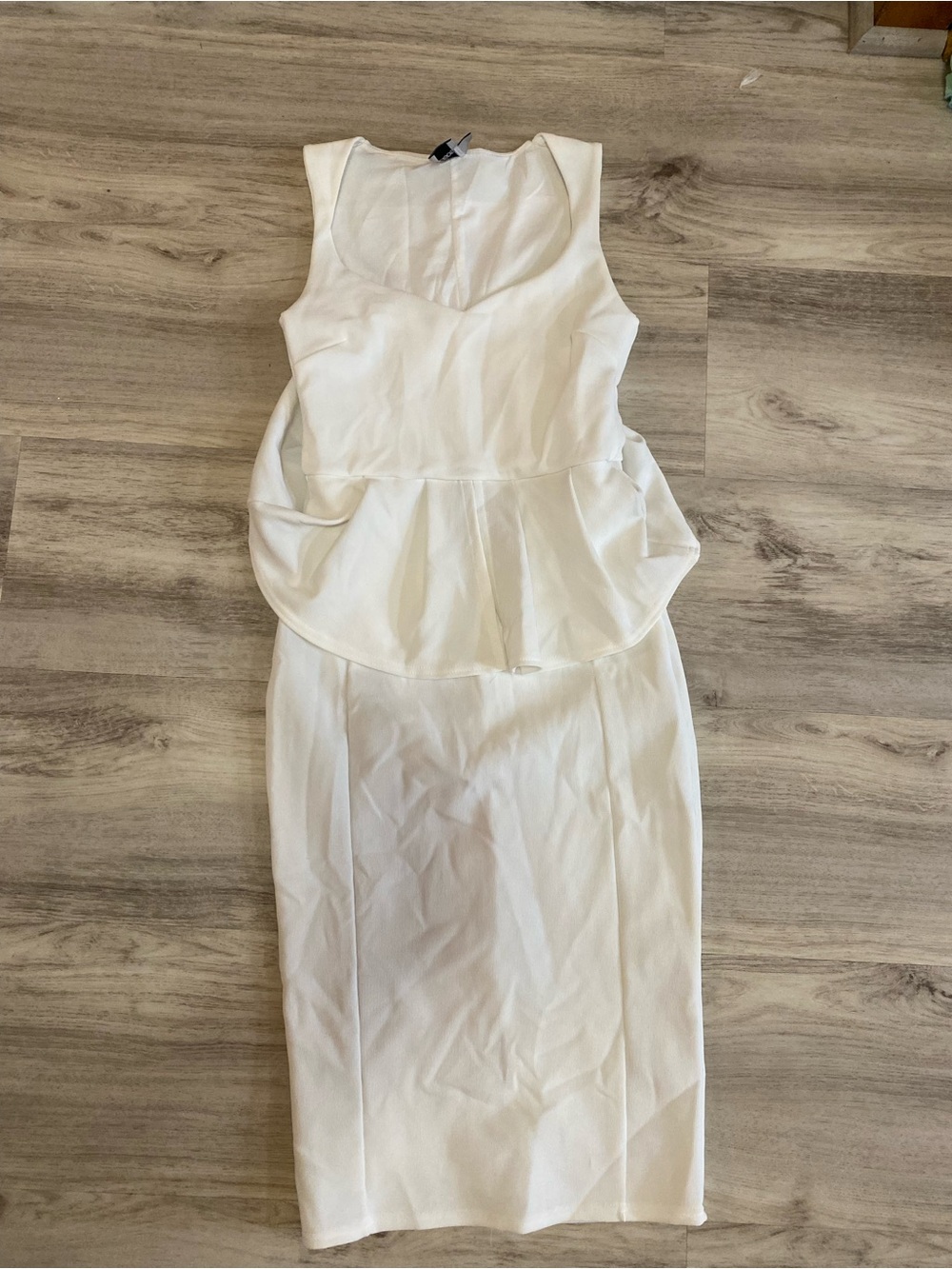 ASOS Sleeveless White Peplum Midi Dress - Picture 2 of 11
